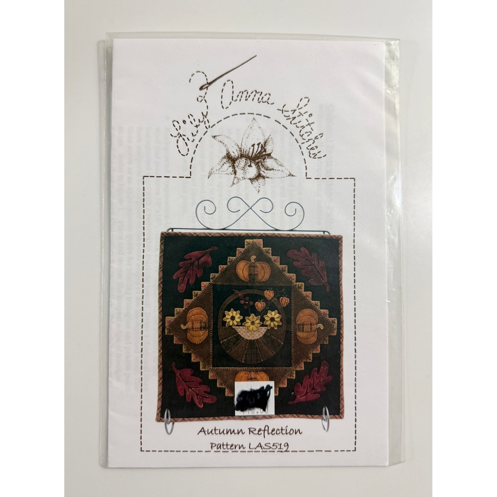 Lily Anna Stitches Pattern Autumn Reflection LAS519 Brown Pumpkin Wool Applique